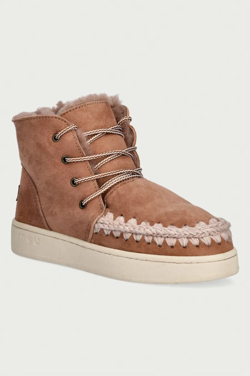 Mou  Eskimo Lace-Up Sneaker cizme de zăpadă pentru femei din piele întoarsă