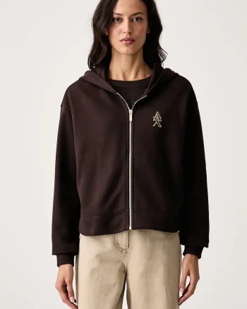 Armani Exchange  hanorac cu fermoar și glugă pentru femei din bumbac