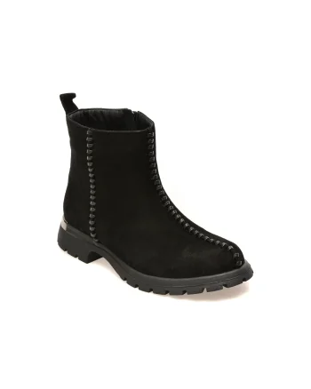 Ghete IMAGE negre, 208601, din piele intoarsa