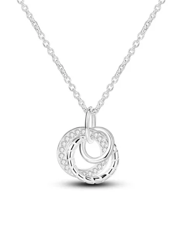 Lantisor argint 925, JW637, model 3 cercuri, placat cu rodiu