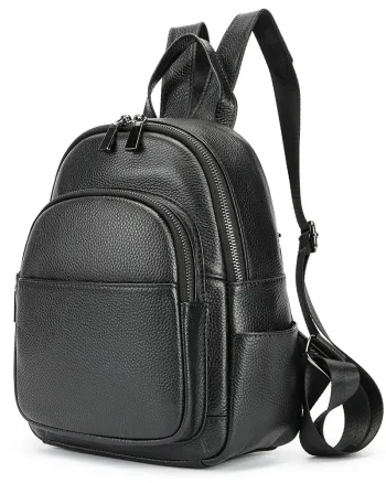 Rucsac de dama, Eulalia GT2736, piele naturala, Negru