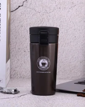 Cana Termos Premium din Inox cu Capac Flip 380 ml, TRM015, Coffee