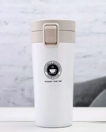 Cana Termos Premium din Inox cu Capac Flip 550 ml, TRM018, Alb