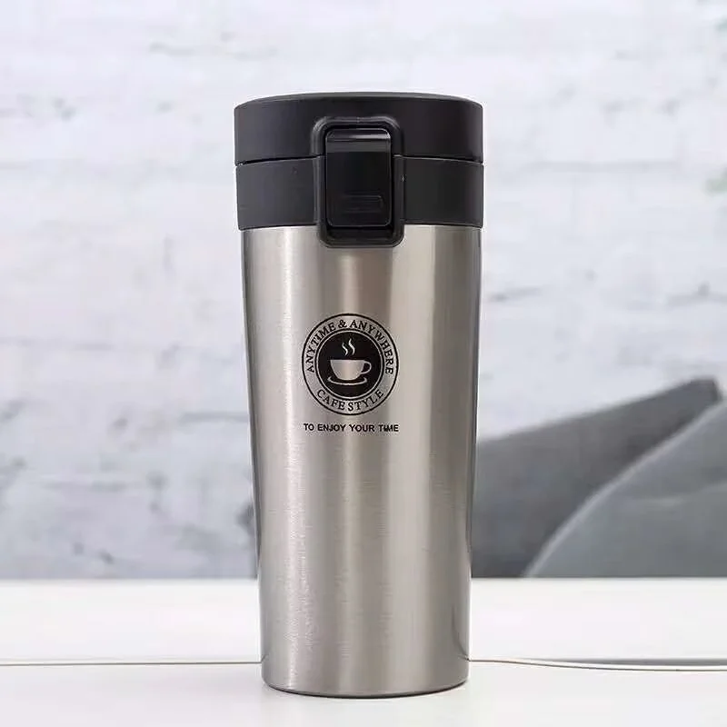Cana Termos Premium din Inox cu Capac Flip 550 ml, TRM020, Argintiu