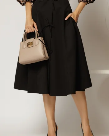 Fusta DY Fashion neagra midi clos cu fundite aplicate