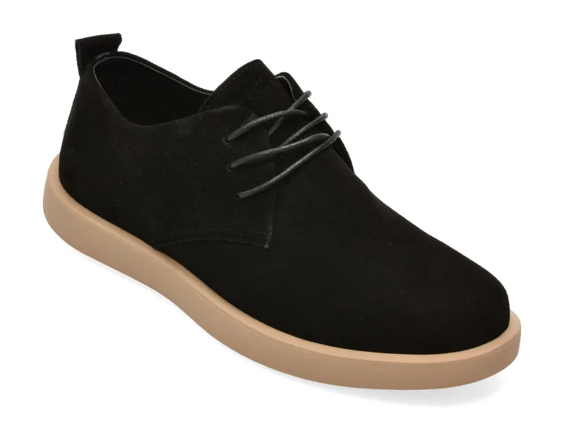 Pantofi EPICA negri, 80027, din piele intoarsa