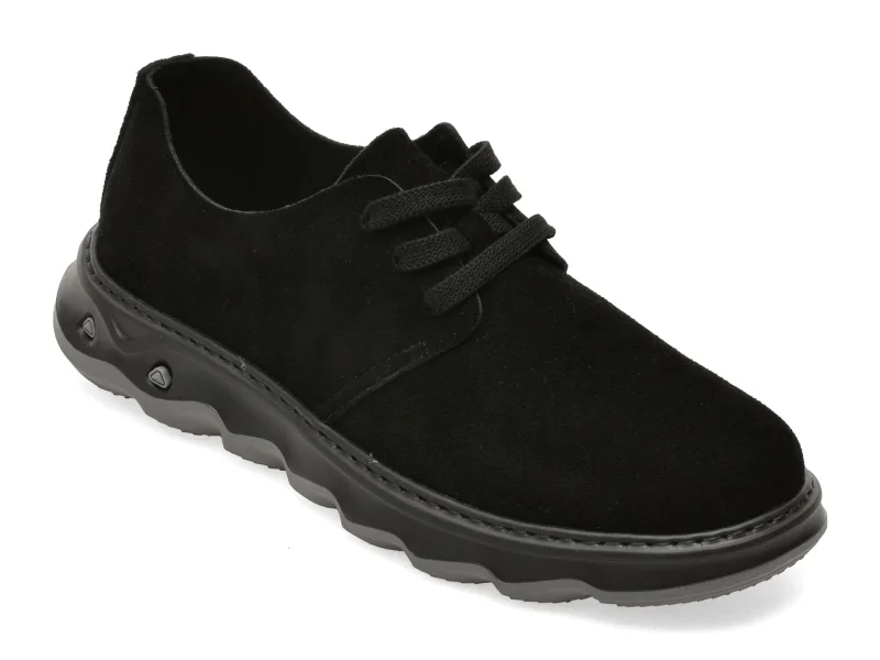 Pantofi EPICA negri, 80060, din piele intoarsa