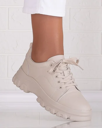 Pantofi dama casual Bej din Piele Naturala Alisma