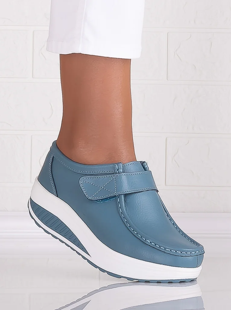 Pantofi dama casual Albastri din Piele Naturala Rachel