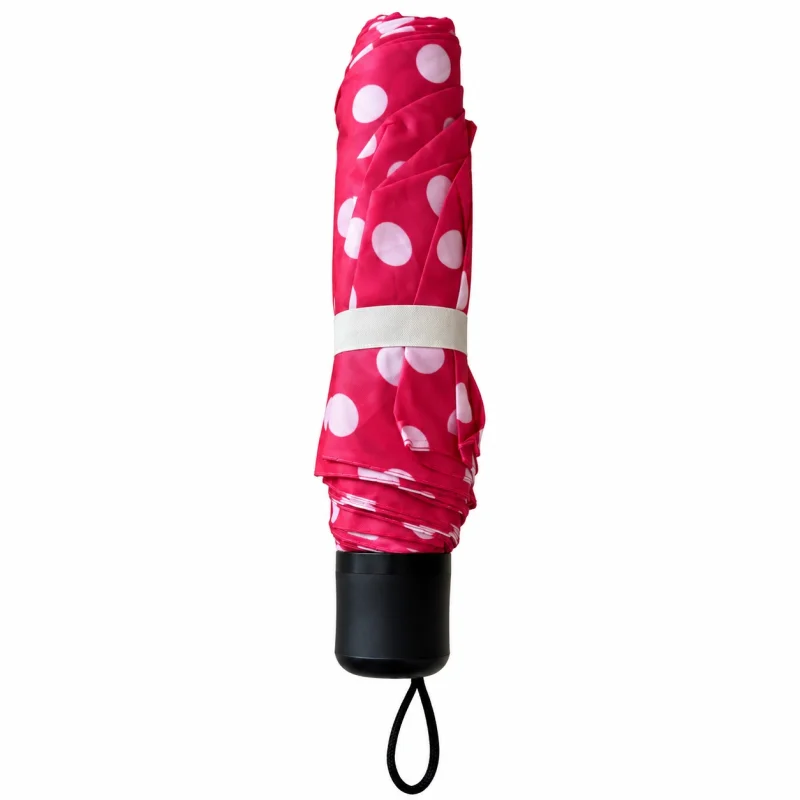 Umbrela pliabila pentru ploaie, 8 spite, diametru 97 cm, UMB067, Roz cu buline