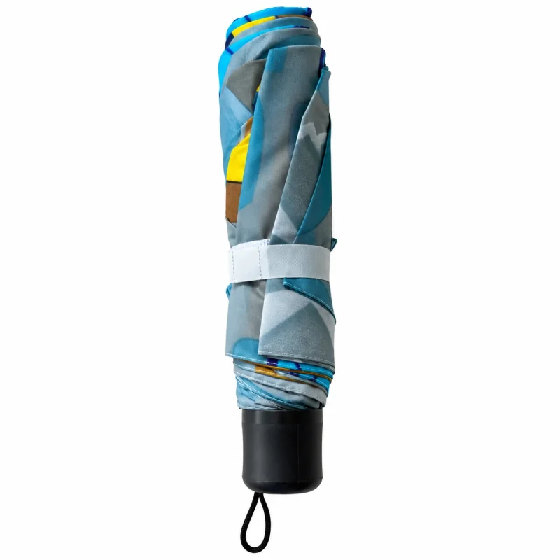 Umbrela pliabila pentru ploaie, 8 spite, diametru 97 cm, UMB074, Albastra cu imprimeu