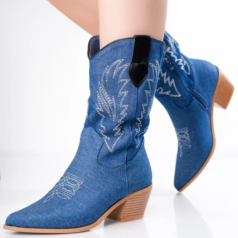 Cizme dama Albastre din Textil-Blug Rosalia