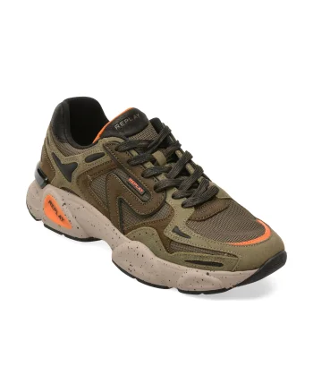 Pantofi sport REPLAY kaki, MS9M0OT, din material textil si piele naturala
