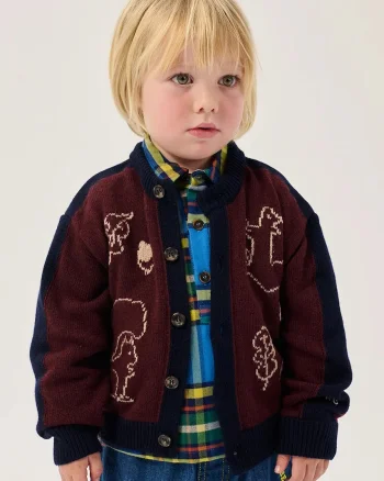 Bobo Choses  cardigan pentru copii cu amestec de lână Forest