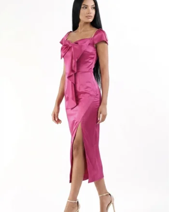 Rochie eleganta din tafta elastica fucsia