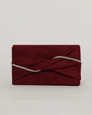Clutch burgundy elegant cu clapeta design impletit si detalii stralucitoare