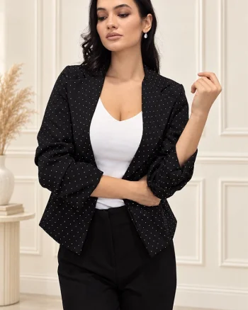 Sacou de ocazie Gisela BLINK, cu maneca incretita si cristale, Negru