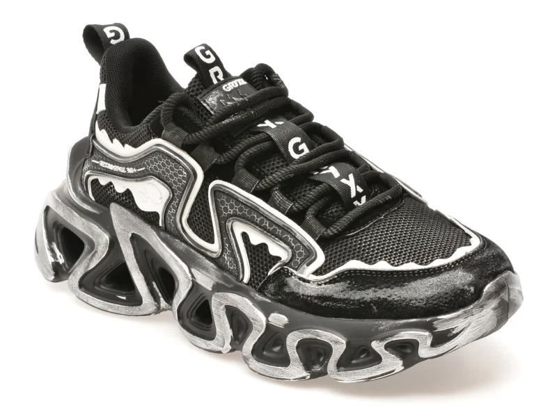 Pantofi sport GRYXX negri, 82688, din material textil si piele naturala