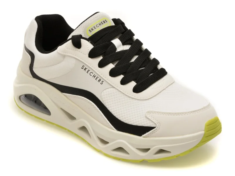Pantofi sport SKECHERS alb-negru, UNO GLIDE-STEP, din material textil