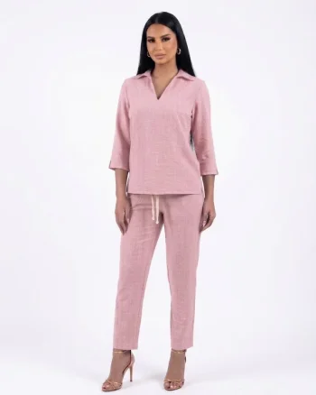 Bluza roz pudra cu croiala lejera din vascoza