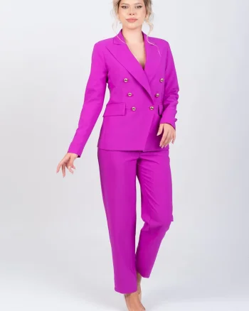 Sacou mov elegant cu inchidere cu doua randuri de nasturi