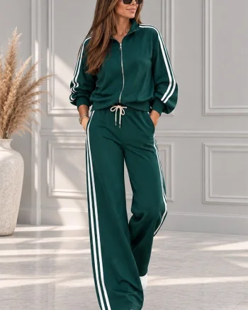 Trening dama CORINA, cu guler inalt si fermoar, Verde, Marime S/M/L