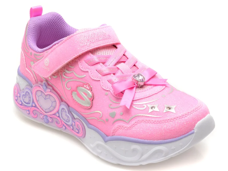 Pantofi sport SKECHERS roz, PRINCESS STEPS, din material textil