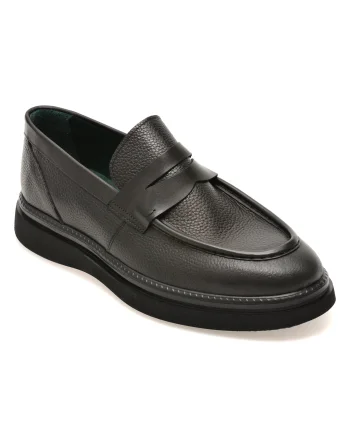 Mocasini OTTER negri, BR4469, din piele naturala