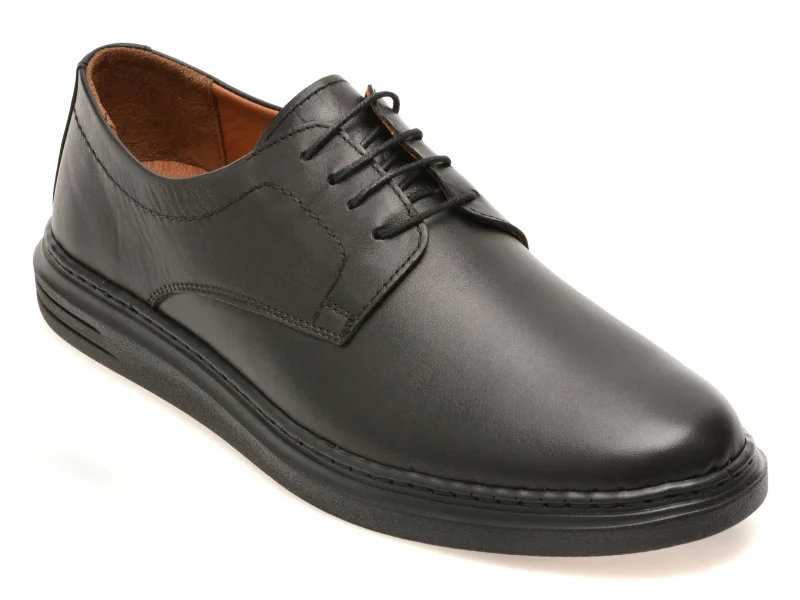Pantofi BITE THE BULLET negri, UZ399, din piele naturala