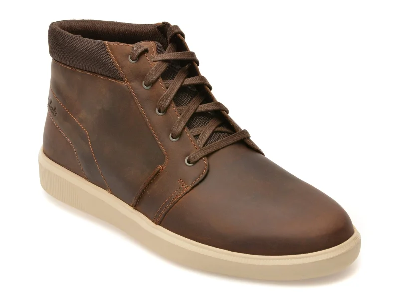Ghete CLARKS maro, BRODIN MID, din piele naturala