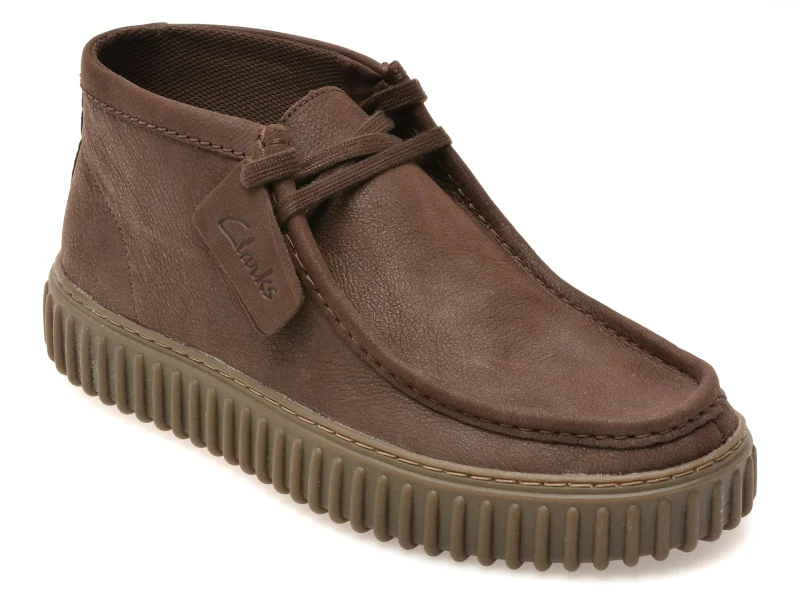 Ghete CLARKS maro, TORHILL HI, din piele naturala
