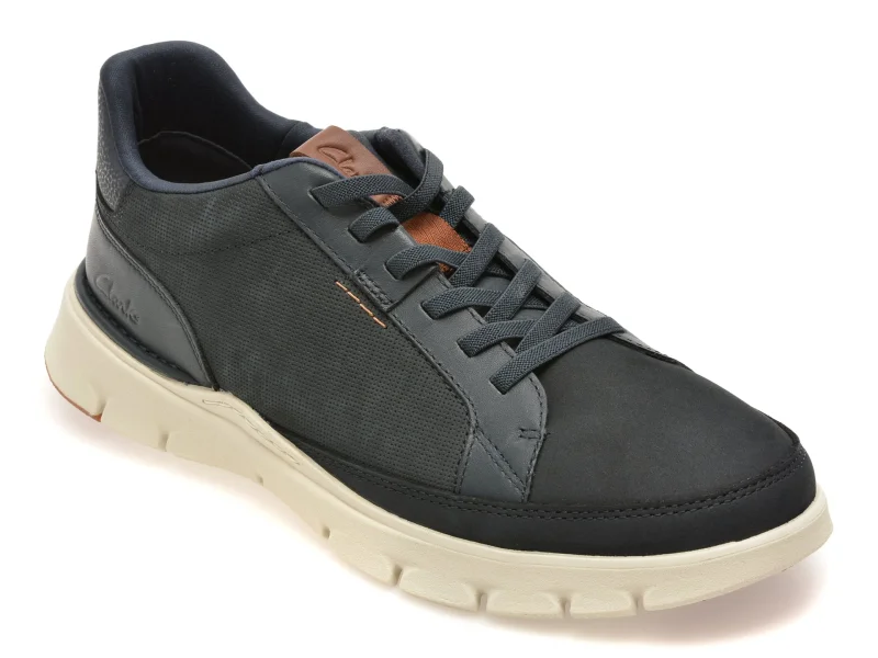 Pantofi sport CLARKS bleumarin, STEP 365 LACE, din nabuc