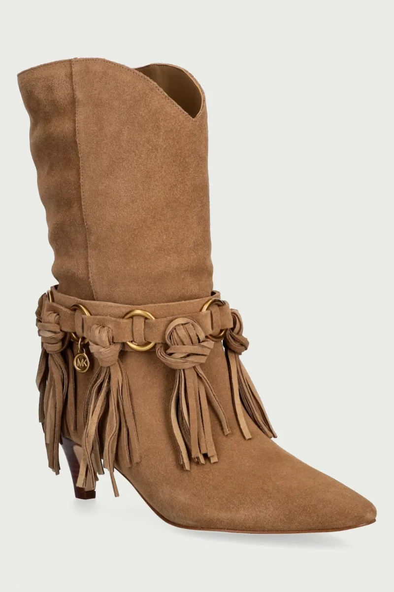 MICHAEL Michael Kors  botine pentru femei din piele întoarsă Daniela Fringe Mid Boot