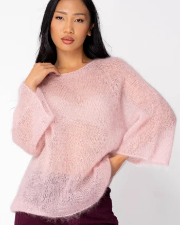 Pulover subtire din mix de mohair Light Rose