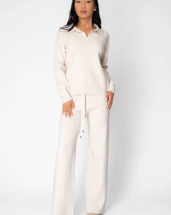 Set Pulover si pantalon lung Cream