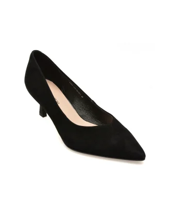 Pantofi eleganti EPICA PREMIUM negri, E36773A, din piele intoarsa