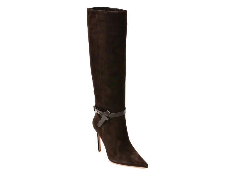 Cizme elegante EPICA PREMIUM maro, 26145H, din piele intoarsa