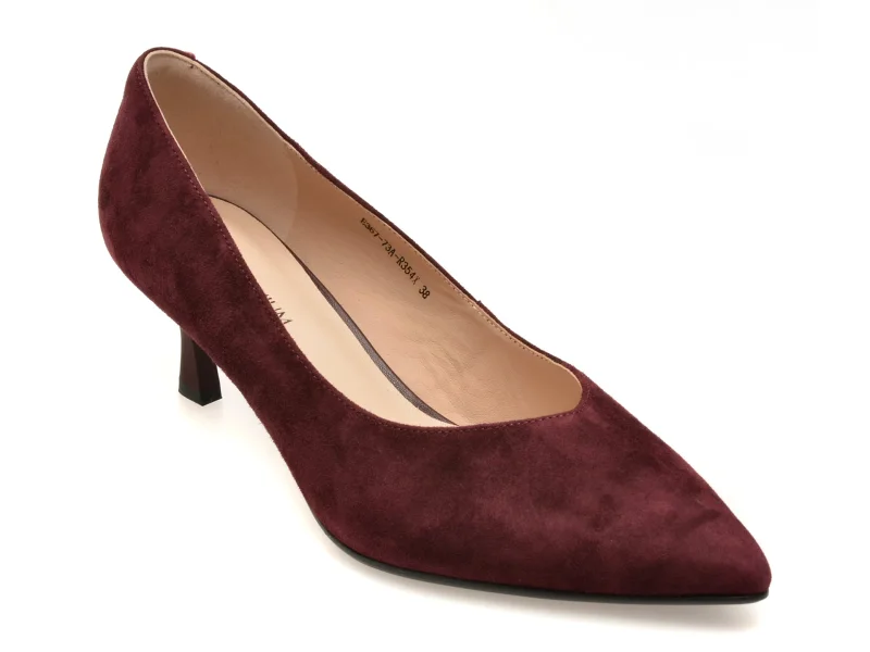 Pantofi eleganti EPICA PREMIUM visinii, E36773A, din piele intoarsa