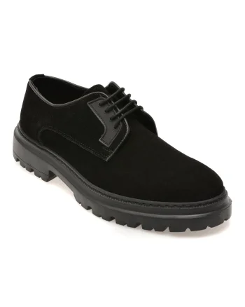 Pantofi BITE THE BULLET negri, BLE3344, din piele intoarsa