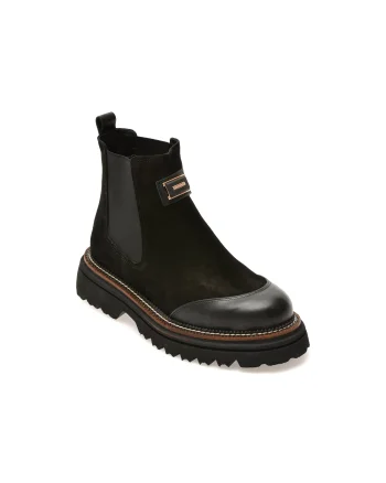 Ghete GRYXX negre, 447GR30, din piele intoarsa