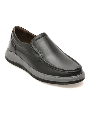 Mocasini OTTER negri, UZ507, din piele naturala