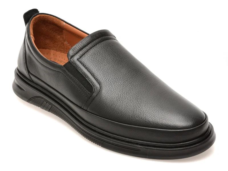Pantofi OTTER negri, KC70999, din piele naturala