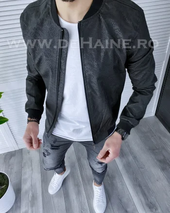 Geaca barbati neagra piele ecologica B3002 D0-4