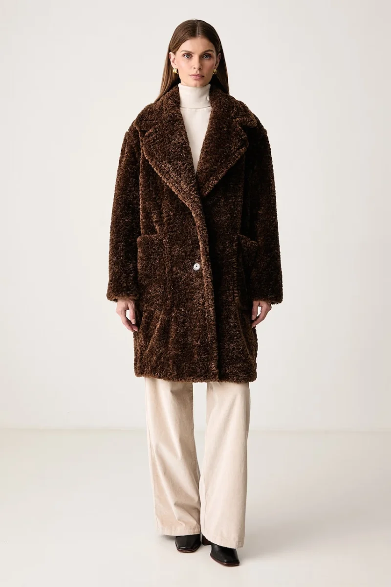 BOSS Orange  haină de blană artificială pentru femei C_Catedy