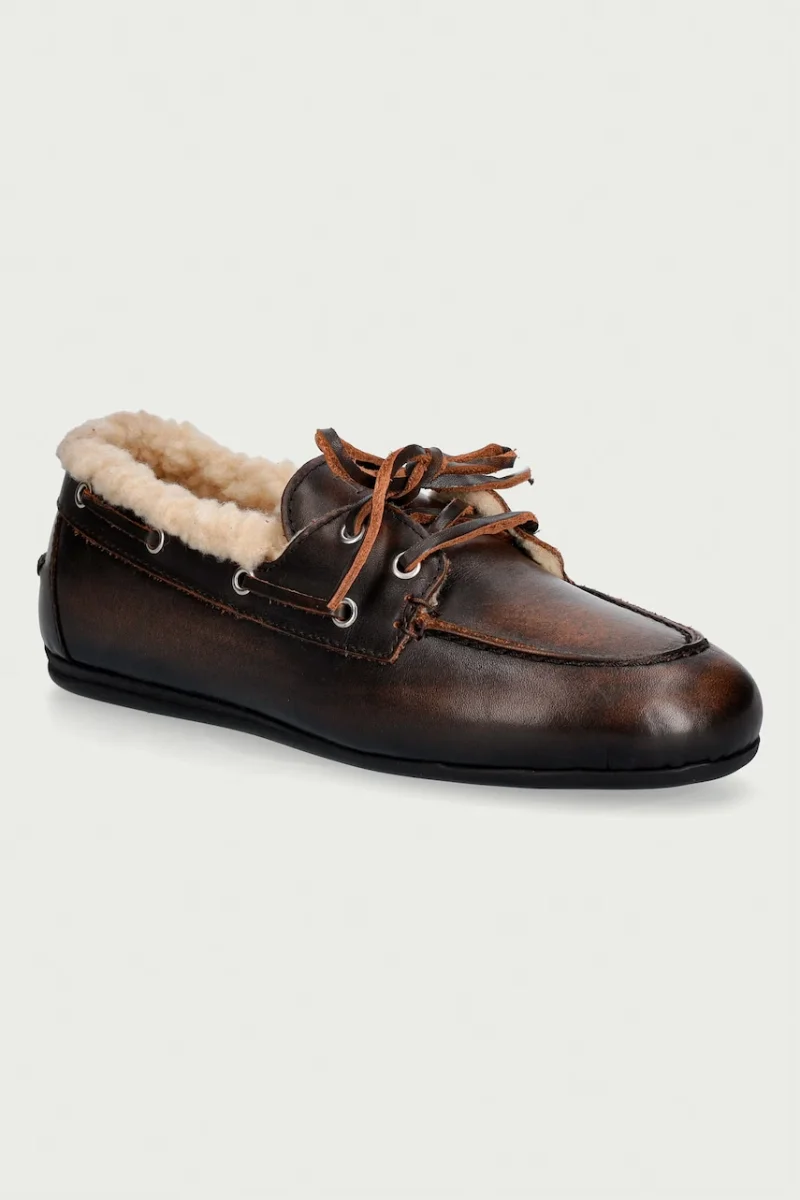 Posa  loafers slip-on pentru femei din piele Boat Loafer