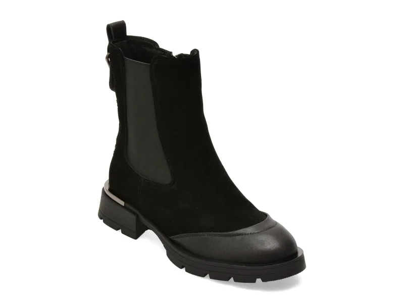 Ghete ALDO negre, 39723, din piele intoarsa