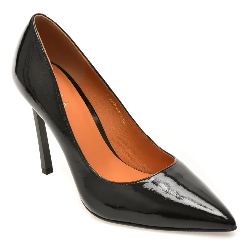 Pantofi eleganti EPICA negri, E19070, din piele naturala lacuita