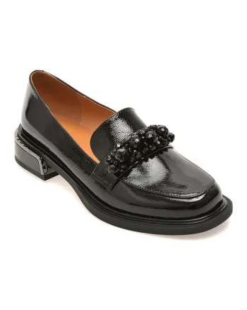 Mocasini EPICA negri, KP083, din piele naturala lacuita
