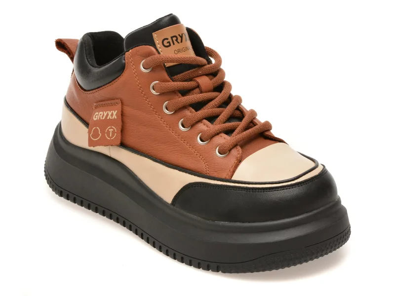 Pantofi sport GRYXX maro, 2379, din piele naturala
