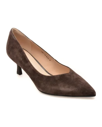 Pantofi eleganti EPICA PREMIUM maro, E36773A, din piele intoarsa